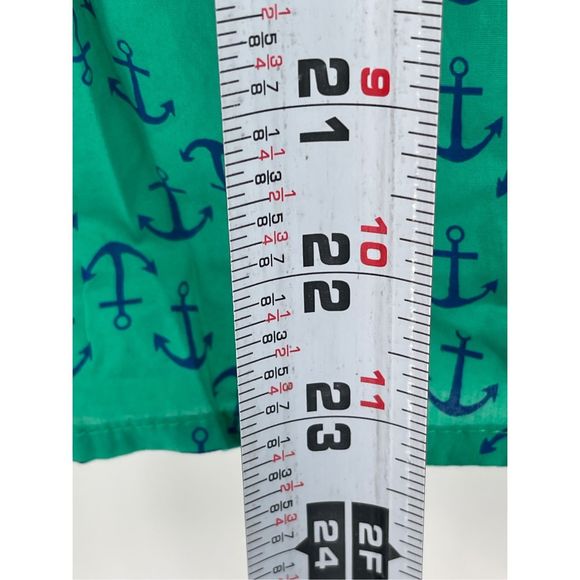 Talbots Tank Top Women Small Petite Green Blue Anchor Ruffle Neck Button Up - Picture 6 of 12